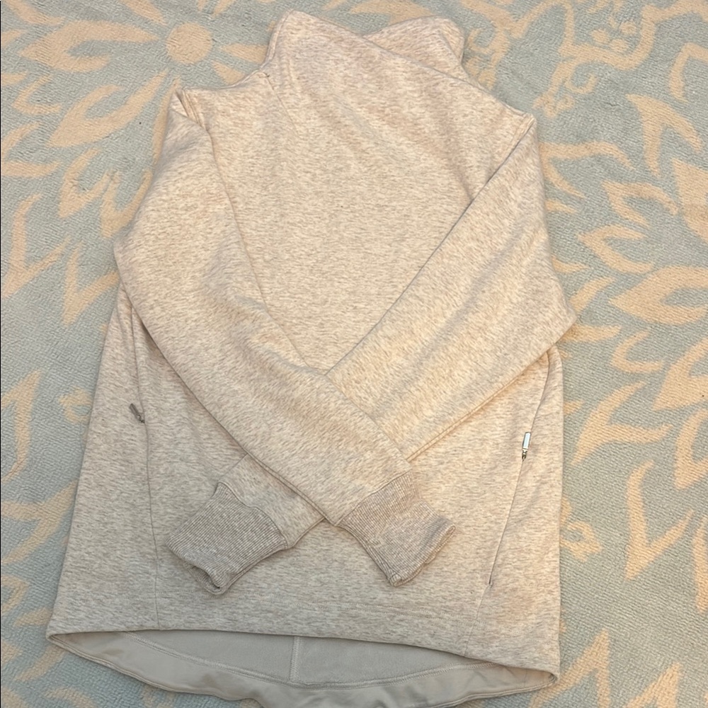 Athleta Cream Crossover Mock Neck Sweater
